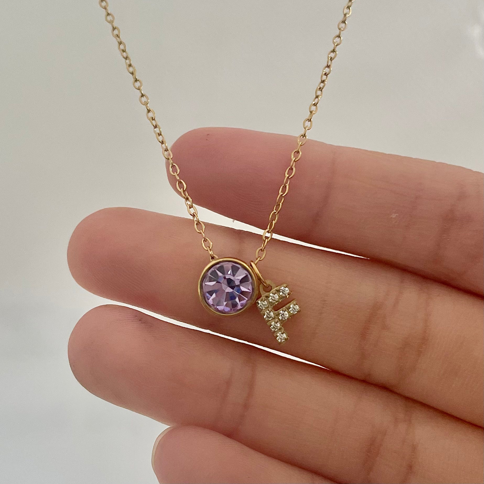 Birthstone Initial Necklace