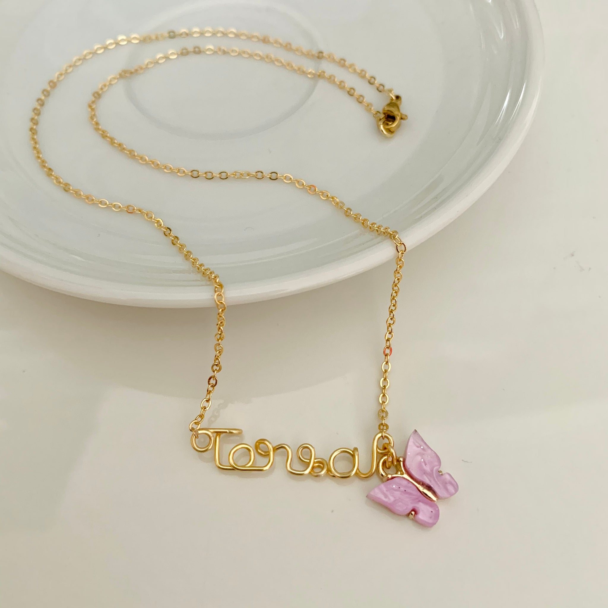 G- Custom Buttterfly Charm Necklace